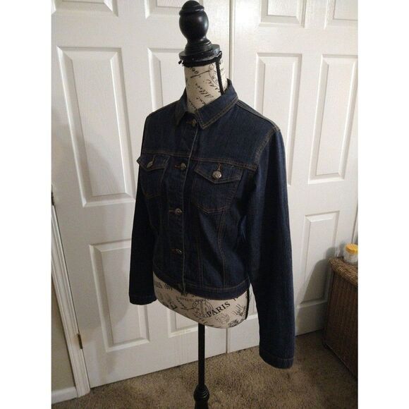 AQ Denim Jacket Small Blue boho Y2K Classic - Picture 4 of 9